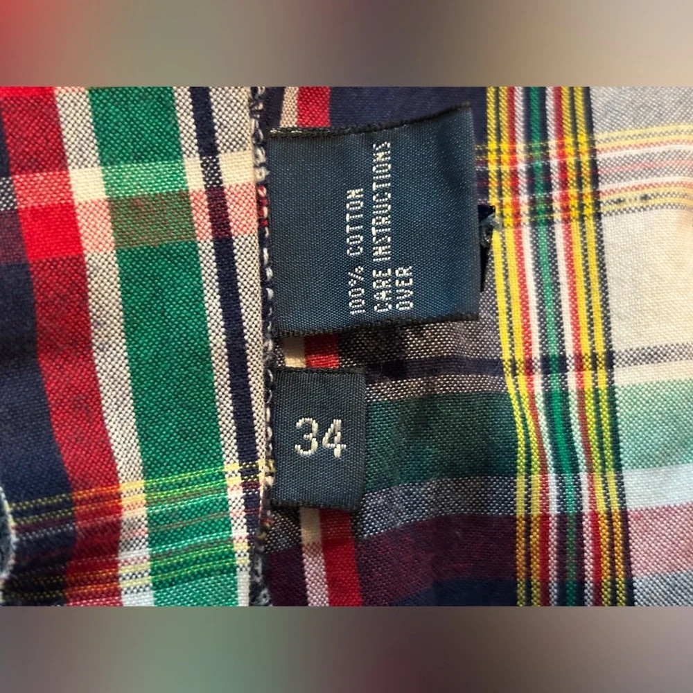 Polo Ralph Lauren‎ Men's Plaid Modern Preppy Country Club Pleated Shorts Size 34